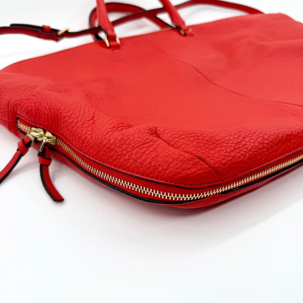 Tory Burch Ivy Slouchy Satchel Samba Red Pebbled Leather Handbag 32163 NEW - Picture 9 of 16